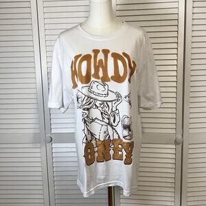 Take That Retro Glitter ‘Howdy Honey” Western Cowgirl Graphic White T-shirt 2X